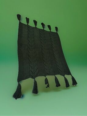 Patricia Nash Green Cable Knit Tassel Throw